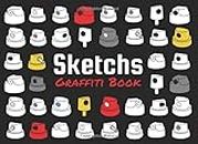Sketchs graffiti book: blackbook for graffiti street artist containing pattern of train, walls, roller blind and blank pages. 100 pages to draw.