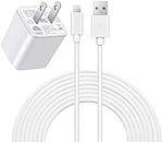 2in1 [ Apple MFi Certified ] 10Ft Lightning Cable/Cord + 5V/2.1A Dual Port USB Wall Plug Charger Block/Charging Cube/Brick/Box Power Adapter for iPhone Xs Max XR X 8 Plus 7 6s 6 5s 5 iPad 4 Air Mini