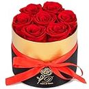 Greenual Flowers for Delivery Prime - 7 Preserved Roses in a Box Last Up to over a Year，Long Lasting Eternal Real Roses，Mother's Day，Valentines Day Gifts for Her，Mom, Wife, Grandma - Red