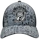 Concept One Gas Monkey Garage Baseball Hat, Reflective All Over Print Adult Snapback Cap with Curved Brim, Black, One Size, Black, One Size