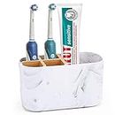 Bamboo Toothbrush Holder for Bathroom Storage Organizer Caddy, Electric Toothbrush Holder for Kids Family, 5 Slots Toothbrush and Toothpaste Holder