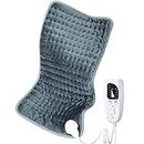 Electric Heating pad for Back/Shoulder/Neck/Knee/Leg Pain Relief, 6 Fast Heating Settings, Auto-Off, Machine Washable, Moist Dry Heat Options, Extra Large 12"x24"(Gray)