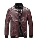 LOEBKE Men's Motorcycle Jacket Jacket Retro Leather Jacket Casual Winter Waterproof Jacket(Red,L)