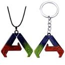 FUSMYE 2 Stück ARK Survival Halskette Schlüsselanhänger, Spiel ARK Anhänger, Männer Metall Auto Key Chain Zubehör, Einfache A Schwarze Kette