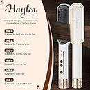 HAYLER Hair Straightener Brush, Ionic Hair Straightener and Curler 2 in 1, Fast Heating & 5 Temp Settings, Auto Digital LED Temperature Lock Hot Comb (White)