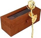 Billion Deals 24K Gold Dipped Natural Rose 6 inches with Brown Beautiful Gift Box Men & Women Best Gift on Valentine Day, Anniversary,Birthday and Thanksgiving