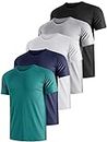 UEEKO 5 Pack T-Shirts De Sport pour Hommes Sweat à Manches Courtes Running Men Speed Dry Respirant Maillot Fonctionnel De Fitness XL