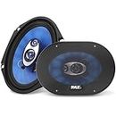 Pyle 6” x 8” Car Sound Speaker (Pair) - Upgraded Blue Poly Injection Cone 3-Way 360 Watts w/ Non-fatiguing Butyl Rubber Surround 70 - 20Khz Frequency Response 4 Ohm & 1" ASV Voice Coil - Pyle PL683BL