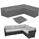 BOSKING Patio Sofa cover L-Shaped Sectional Furniture Cover Heavy Duty Outdoor Furniture Set Covers Waterproof Lawn Garden Couch Protector with Buckle Strap & Side Handle - Grey (L shape 105x78 inch)
