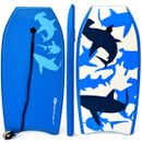 33" Lightweight Super Bodyboard Surfing W/Leash EPS Core Boarding Blue Shark