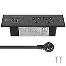 CCCEI Recessed Power Strip with 20W USB C Port, Fast Charging USB A Port Desk Outlet, Furniture Hidden Inset Socket with 6FT 45 Degree Flat Plug Extension Cord. 125V 12A 1500W.