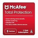 McAfee Total Protection 2024, 3 Devices | Antivirus, VPN, Password Manager, Mobile and Internet Security | PC/Mac/iOS/Android|1 Year Subscription | Activation Code by email