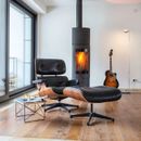 Upgraded Eames Lounge Chair Set Italy Real Leather Leisure Sofa Armchair -Walnut