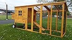 Eggshell Large XXL Windsor Portable 8ft3mm Welded & Coated Wire Chicken Coop Hen House on Wheels Ark Poultry Run Nest Box Rabbit Hutch 5 to 8 birds
