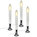 Konictom 4 Pack Christmas Window Candles,9 Inch Electric Window Candles with Sensor Dusk to Dawn,9in Plug in Candle Lights with 0.6W LED Bulbs Nickel Plated Base for Windows Christmas Party Decor