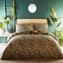 Juego de edredones con estampado de leopardo cubierta de edredón ropa de cama tropical exótica reversible 