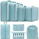 8 Set Packing Cubes Clothes Storage Bag Luggage Packing Organizers for Travel Accessories PAZIMIIK,Sky Blue