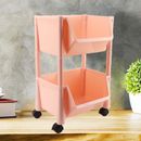 Home Compact Rolling Book Shelf Large Capacity Movable Book Shelf 2 Tier