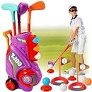 HERSITY Golf Set Kinder, Golfschläger Spielzeug Golf Spiel Garten, Sport Spielzeug für Kinder Draußen, Geschenk für Jungen Mädchen 3 4 5 Jahre