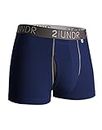 2UNDR Swing Shift 3" Boxer Trunk Underwear, Navy/Grey, Large