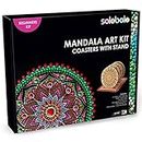 SOLOBOLO Mandala Art Kit Coasters With Stand-Craft Kit With Dot Mandala Art Tools Kit For Beginners- Painting Set For Kids- Gifts For Girls Age 10-12,Diy Kit For Kids, Engineered Wood