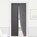 RYB HOME Magnetic Soundproof Blanket Thermal Insulating 100% Blackout Door Curtain Screen Windproof Draft Block Divider for Doorway, Glass Window, Wide 36 x Long 82 inches, Grey
