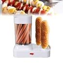 MINI Automatic Hot Dog Maker, 340W Portable Home Bread Warmer with Steamer, 360° Cycle Rapid Steaming, Double Tube Baked Cheese Stick Breakfast Maker