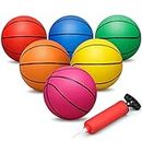 Dilabnba 6 INCH Rubber Basketball, Colorful Kids Mini Toy Basketball, Children's Rubber Basketball, Teenage Basketballs with Pump, Indoor Outdoor Fun Sports for Kids and Adults(6 Pack)