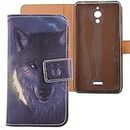 Lankashi Wolf Design Custodia Portafoglio in PU Pelle Caso Guscio Protettiva Cover con Porta Carte Skin Case per Alcatel One Touch Pixi 4 6" 3G 8050D