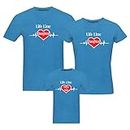 RAINBOWTEES Life LINE Daughter Family Tshirts Set of 3 Father Mother and Kids (Half Sleeve, Turquoise Blue)