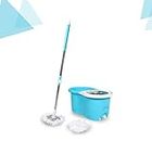 Scible Premium Steel Basket 360° Self Spin with Rotating Head with 2 Extra Refill Mop Set (Blue)