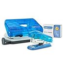 Rapesco 1719 Bug Stapler and 810-P 2-Hole Punch Set with 1000 26/6mm Staples, Transparent Blue