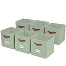 DECOMOMO Storage Basket 6pcs Cube Storage Bin with Label Holder for Closet Kallax Shelves Clothes Kids Toy Nursery (Cube 13" / 6pcs, Green)