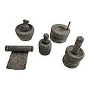 AZKAR Stone Miniature Kitchen Set for Kids, Pooja and Grahapravesam, Traditional Home, Grinding Stone - Make Your Littles Time Full Fun-Filled - Kitchen Playsets (Set of 5) Grey