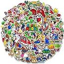 Meet Holiday Super Mario Stickers 100 PCS Cute Cartoon Game Comics Vinyl Waterproof Stickers Kids Room Decor Sticker (Super Mario)