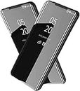 TiHen Case VIVO Y17/Y15/Y12/Y3 Mirror Case, 360 Degrees Protective Slim Fit Electroplate Standing Case PC Flip Cover + Tempered Glass Film with Kickstand for VIVO Y17/Y15/Y12/Y3 -Black