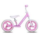 JOYSTAR 14 Inch Balance Bike for Boys Girls 3T to 6 Years Old Toddler Push Bike with Footboard and Handlebar Protect Pad 14" Child Glider Cycle Kids Slider Pink