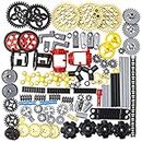 TEESE 116pcs Technic-Gears-Axles-Pins-Connectors-Wheels-Differential-Tires-Chain-Steering-Wheel String-Reel-Drum, Compatible with Technic-Parts, for STEM MOC Technic-Project-Bulk-Blocks (Random Color)