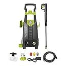 Sun Joe SPX2688-MAX 2050-PSI Max 1.60-GPM Max 13-Amp 1500-Watt Electric Pressure Washer w/3 Quick Connect Tips and 32-Ounce Foam Cannon, 20-Foot High Pressure Hose, Green