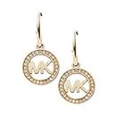 Michael Kors Stainless Steel and Pavé Crystal MK Logo Dangle Earrings for Women, Color: Gold (Model: MKJ4794710)