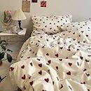Nayoroom Bettwäsche 135x200 Weiß mit Roten Herzen Bettbezug 2teilig Microfaser Rot Weiss Herzchen Bettwäsche Set und Kissenbezug 80x80 cm mit Reißverschluss