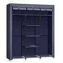 SONGMICS Portable Clothes Closet, Non-Woven Fabric Wardrobe, Storage Organizer, Dark Blue URYG012I02
