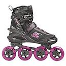 ROCES Women's Pic Tif Outdoor Breathable Fitness Comfort 4 80mm Wheels Racing Inline Skates with Memory Buckle, Easy Entry Boots, Glass Fiber Reinforced Shell & Aluminum Frame, Black/Fuchsia, 8