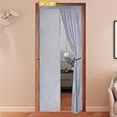 Magnetic Thermal Insulated Door Curtain, Premium Layered Fabric Self Closing Door Curtains, Temporary Door Thermal Curtains Keep Cool Summer, Warm Winter, Privacy Barn Door Blanket Draft Stopper Cover