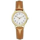 Gift Quartz Leather Women's with Strap Minimalist Fashion Watch Dial Watch Sleek Women's Watch 2e Montre (Brown, One Size)