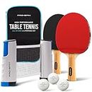 PRO-SPIN All-in-One Portable Ping Pong Paddle Set (2-Players) | Table Tennis Set | Retractable Ping Pong Net (Up to 72" Wide) | Premium Paddles | 3-Star Balls | Storage Case | Game Table | Gift