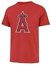 MLB Men's Distressed Imprint Match Team Color Primary Logo Word Mark T-Shirt (Los Angeles Angels Red, Large)