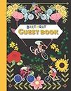Birthday Guest Book: Cycling Gift: Cute Guestbooks For Teen Girls Birthday Gift. Cycling Themed Vintage Flower For Women | Boys & Kids Bday Gifts