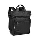 Kono Multifunctional Handbag Shoulder Bag Backpack Fit 15.6 Laptop Cross Body Messenger Bag for Women Men Work School Business (Black)