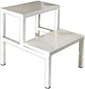 Bed Side Foot Step Stool Double with Anti Slippery Metal Coating Top Medical Furniture for Hospital / Clinic / Nursing Home and Domestic Use ( Foot Step, Standard) (non mat)